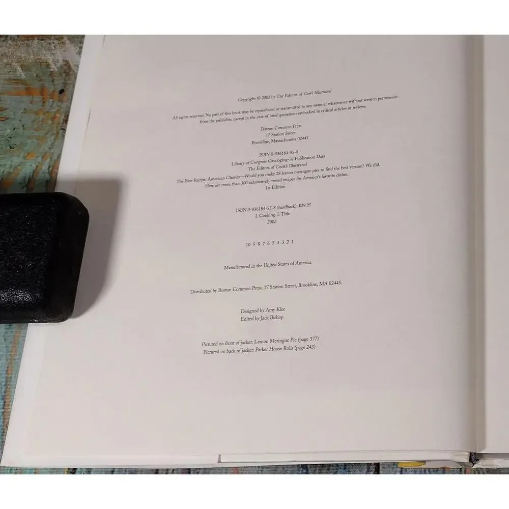 American Classics‎ Cookbook by Cook's Illustrated - First Edition